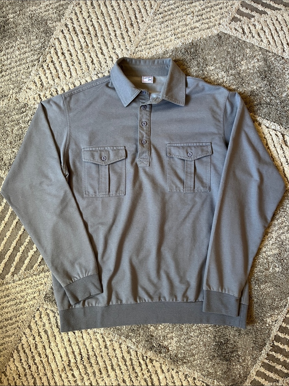Vintage Gray Haband Casual Joe Collared Henley Men’s Size L Long Sleeve Classic